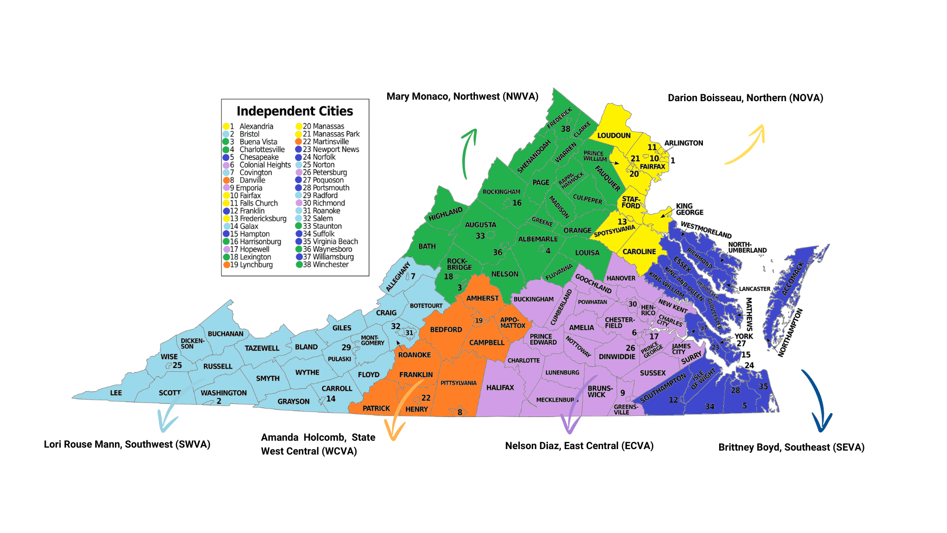 regional map showing the areas of operation for 211